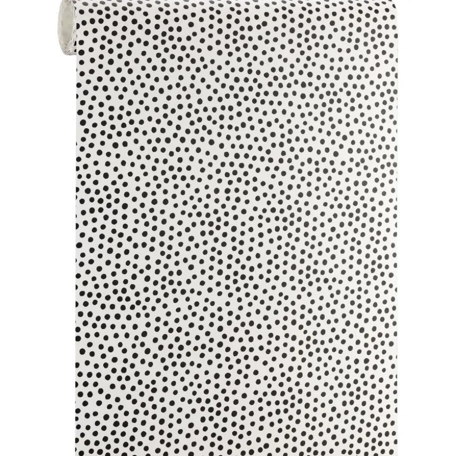 Behang Polka Zwart Wit