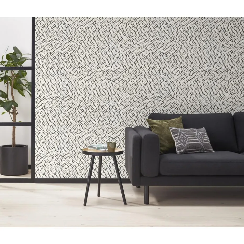 Behang Polka Zwart Wit