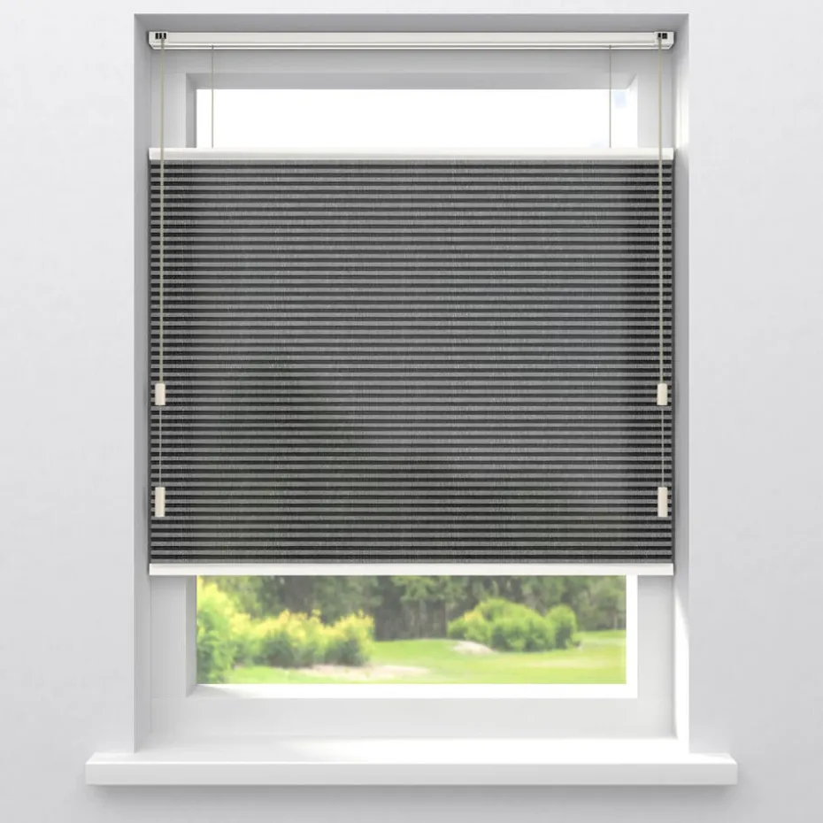 Fenstr Plisségordijn Raya Antraciet Lichtdoorlatend
