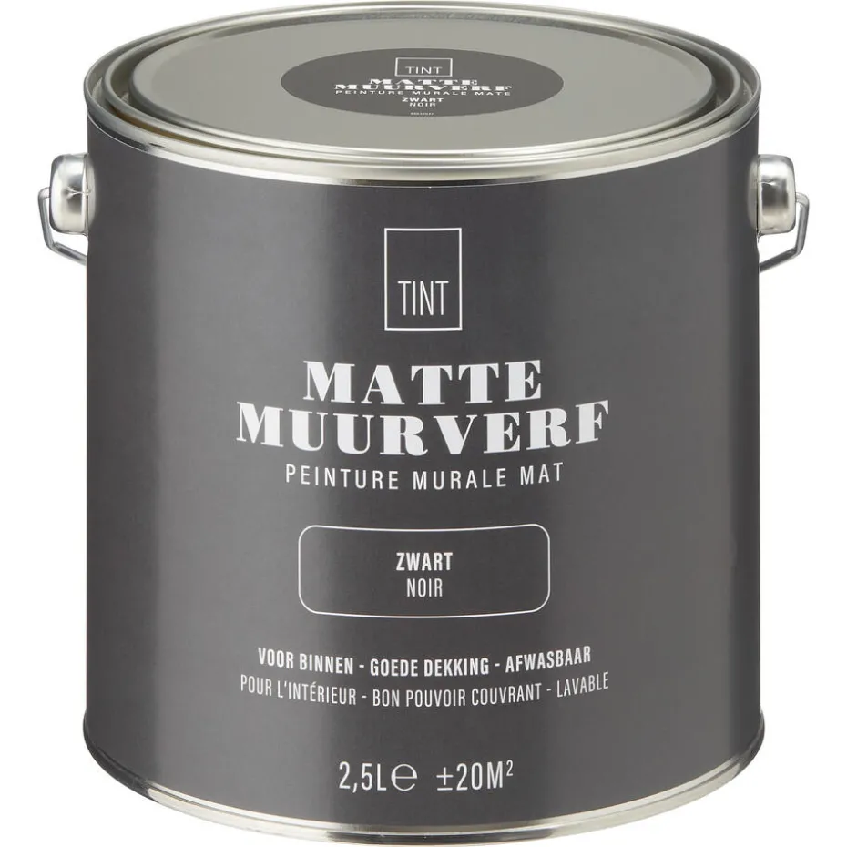 Muurverf Mat Zwart 2.5 L